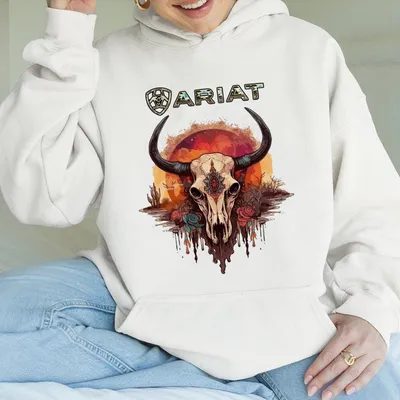 Ariat Desert Sunset Bull Skull Western Hoodie