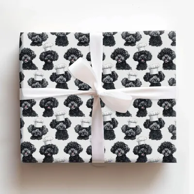 Cooking with the Black Poodles - Gift Wrap for Christmas, Holidays Wrapping Paper, Christmas Wrapping Paper