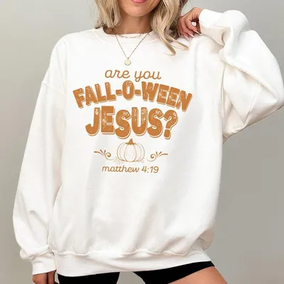 Retro Fall Religious Sweatshirt Are You Fall O Ween Jesus Womens Christian Sweatshirt Follow Jesus Sweatshirt Bible Matthew Sweatshirt
