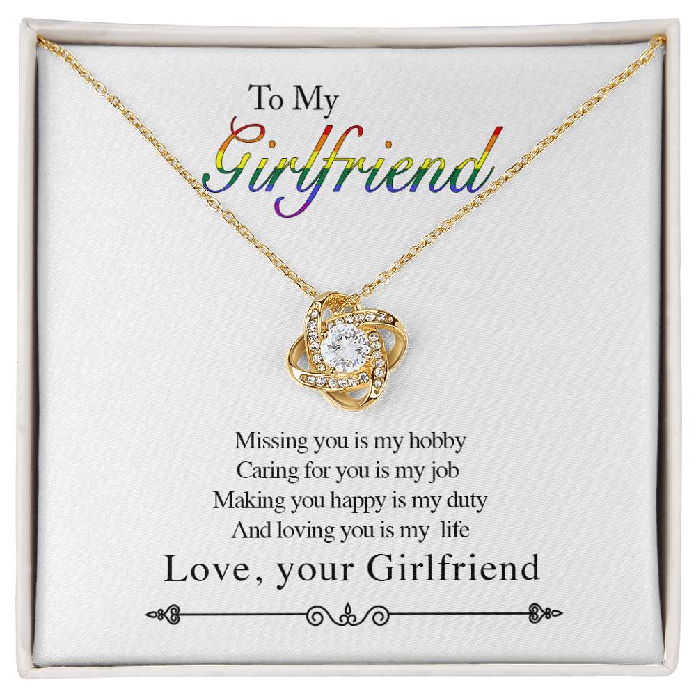 To My Girlfriend - Missing You Is My Hobby - Love Knot Necklace