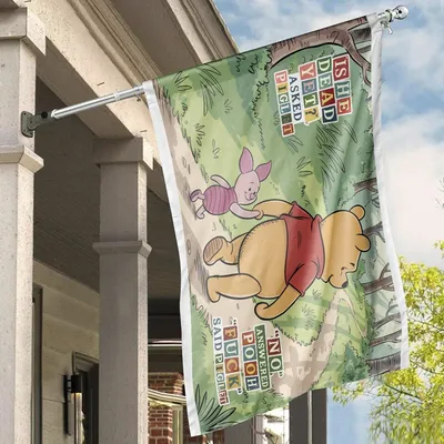 Funny Piglet Pooh House Flag , Adult Humor Yard Decor Horizontal House Flag
