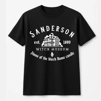 Sanderson Witch Museum T-Shirt Halloween T-Shirt Sanderson Sisters Witch T-Shirt Black Flame Candle T-Shirt