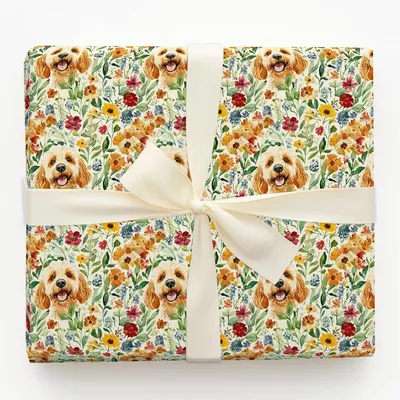 Garden with the Goldendoodle - Gift Wrap for Christmas, Holidays Wrapping Paper, Christmas Wrapping Paper