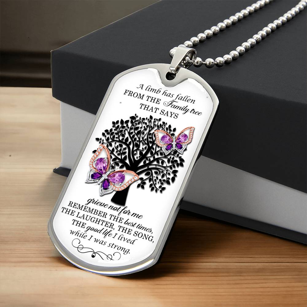 Family Tree Necklace -Mother's Day Gift - Butterfly Jewelry - Birthstone Necklace For Mom -Grandma Necklace - Army Tag Necklace, Dog Tag