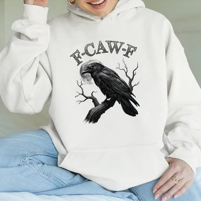 Black Crow Gothic Hoodie Funny Raven Moon Graphic Adult Dark Humor Hoodie Spooky Bird Lover Gift Unisex