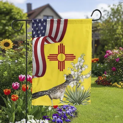 New Mexico State Roadrunner Bird And Yucca Flower American Double-Sided House Flag Vertical Garden Flag
