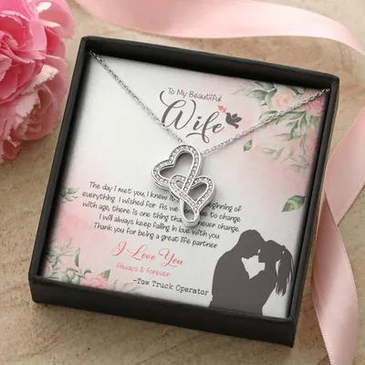 Tow Truck Operator's Wife Dazzling Pendant Double Hearts Necklace