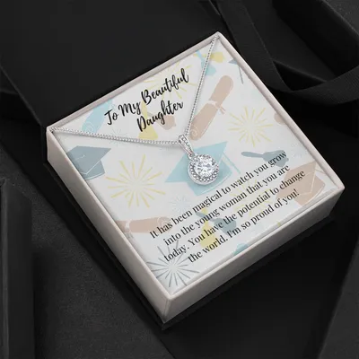 To My Beautiful Daughter Necklace - Graduation Necklace For Daughter -  Gift For Daughter From Mom, Daughter's Birthday, Daughter's Graduation, Daughter Jewelry - Father Daughter Necklace, Father To Daughter Birthday Gift