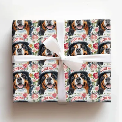 Mom's Favorite Bernese Mountain Dog - Gift Wrap for Christmas, Holidays Wrapping Paper, Christmas Wrapping Paper