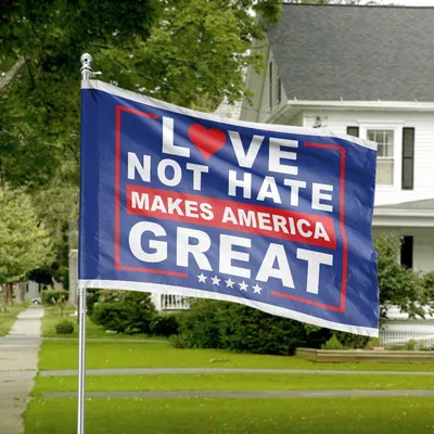 Pro-Unity & Anti-Hate Flag, American Social Statement Banner, Love Wins Outdoor Decor Horizontal House Flag