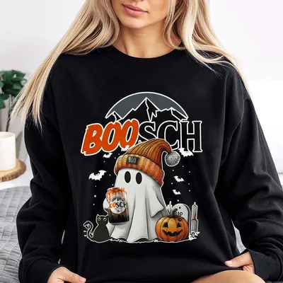 Boosh Light Cute Boo Ghost Halloween Sweatshirt, Busch Light Halloween Sweatshirt, Trendy Halloween Sweatshirt, Unisex Graphic Sweatshirt For Halloween