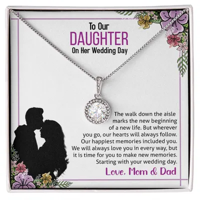 To Our Daughter - It's Your Wedding Day, Gift For Daughter On Wedding Day From Mother, Wedding Necklace Gift To Daughter Gifts, Daughter Gift On Wedding Day, Bride Gift From Mom, Daughter Wedding Day Necklace, Wedding Gift For Daughter