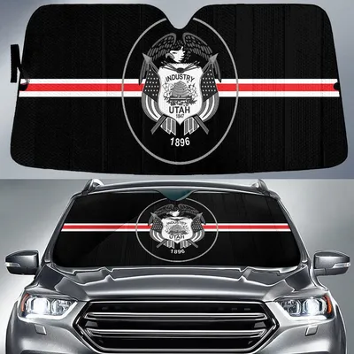 Utah Flag Thin Red Fire Line Printed Car Sun Shades Cover Auto Windshield PrintSyde