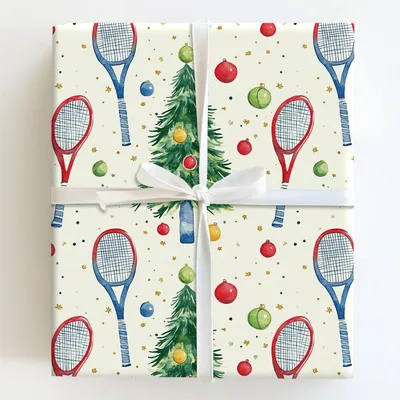 Tinsel and Tennis - Gift Wrap for Christmas, Holidays Wrapping Paper, Christmas Wrapping Paper