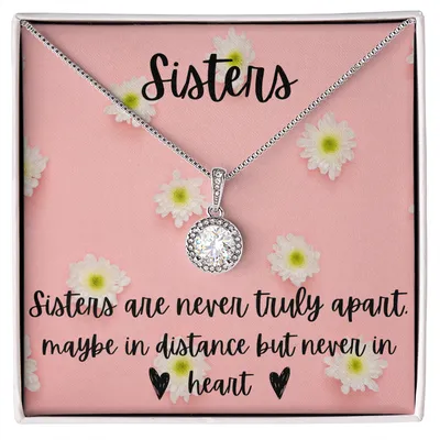 Sisters - Sweethearts Necklace - Daisy Background, Matching Sister Necklaces, Rose God, Birthday Gift For Sister, Present For Sister, Sister Christmas Gift, Little Sister Birthday Gift, Gift For Sister, Wedding Gift, Necklace Gift Sister