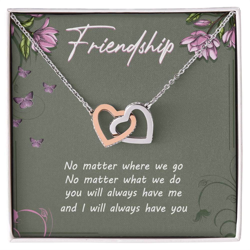 Friendship Interlocking Hearts Necklace Message Card