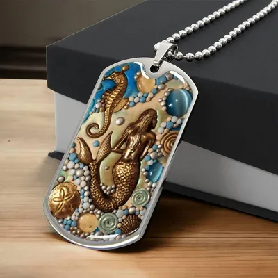 Mermaid Mythology Pendant Bangle - Army Tag Necklace, Dog Tag