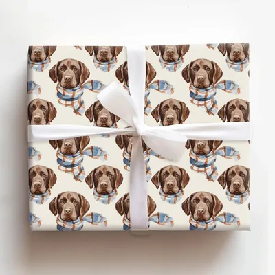 Bundle Up with the Chocolate Lab - Gift Wrap for Christmas, Holidays Wrapping Paper, Christmas Wrapping Paper