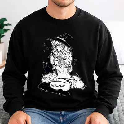 Trick On Treat Naked Lady With Tattoo Sweatshirt Unholy Baddie Nuns Bad Tattoo Biker Sweatshirt Sweatshirt Sweatshirt Outfits Summer Daily