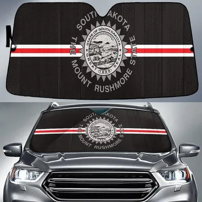 South Dakota State Subdued Flag Thin Red Fire Line Printed Car Sun Shades Cover Auto Windshield PrintSyde