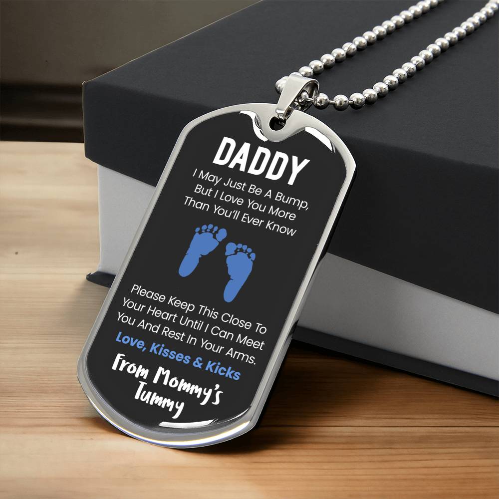 New Daddy Dog Tag Pendant- I Can't Wait To Meet You - Army Tag Necklace, Dog Tag