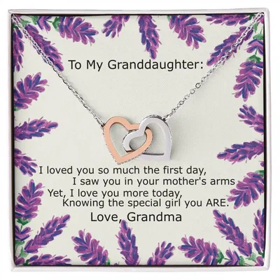 To My Granddaughter - Special Girl You Are Necklace Interlocking Hearts Necklace