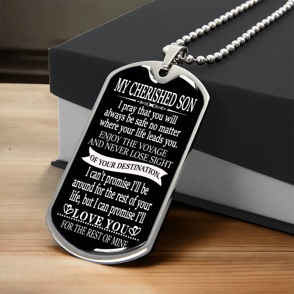 My Cherished Son - Army Tag Necklace, Dog Tag