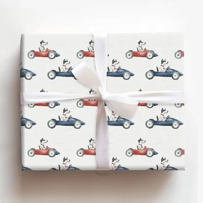 Puppy Pedals - Gift Wrap for Christmas, Holidays Wrapping Paper, Christmas Wrapping Paper