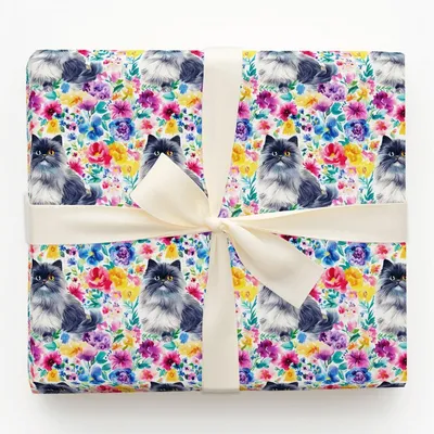 Garden Day with the Persian Longhair - Gift Wrap for Christmas, Holidays Wrapping Paper, Christmas Wrapping Paper