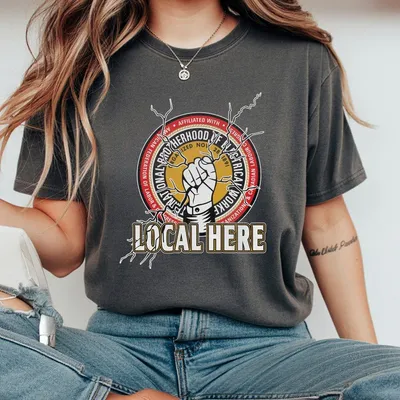 Ibew Your Local Here Hand Lighting Gift Usa Made T-Shirt Union Printed Funny Men'S T-Shirt Local Pride Graphic T-Shirt Crew
