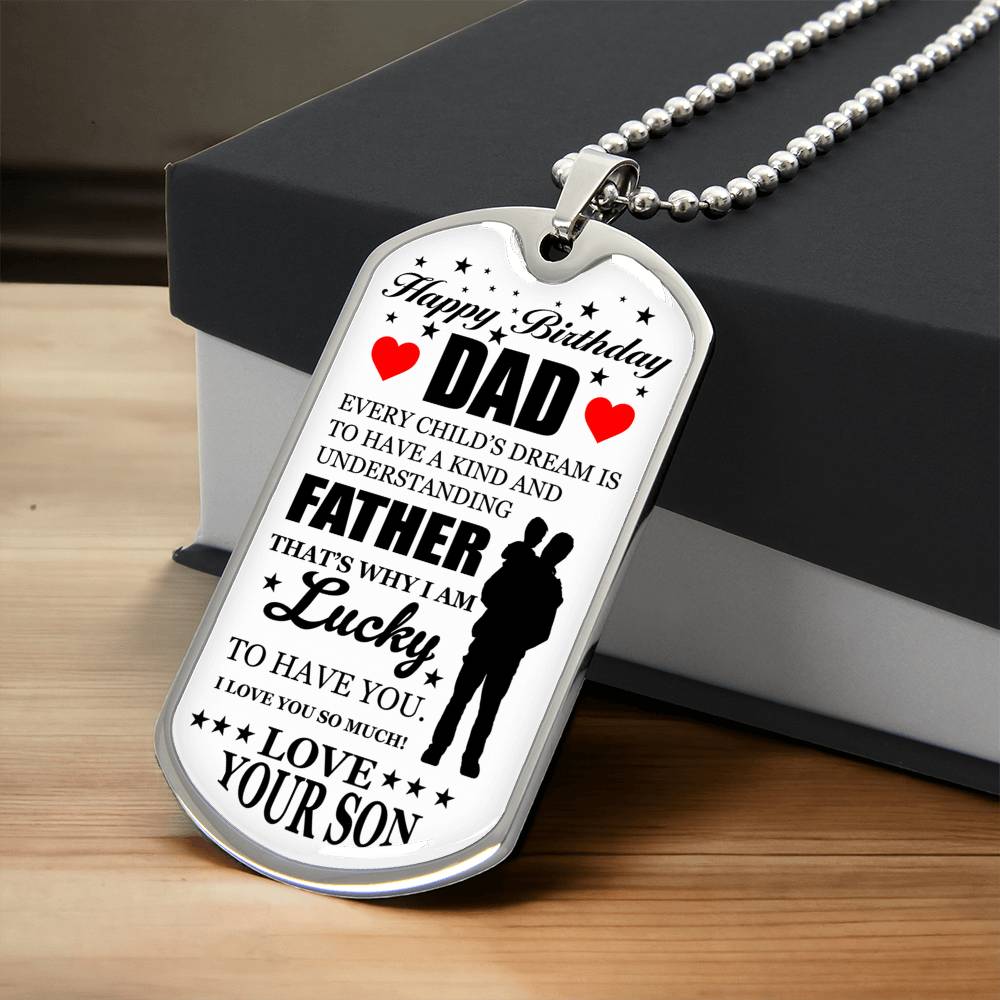 Dad Hero Dog Tag - Military Chain, Happy Birthday Gift For Dad. Love Your Son - Army Tag Necklace, Dog Tag