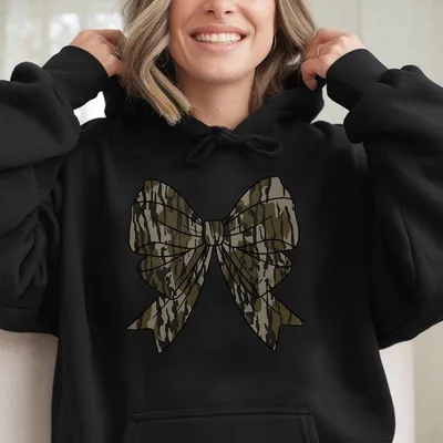 Camo Bow Hoodie And Hoodie Camo Coquette Bow Hoodie Classic Camo Hoodie Fall Hoodie Camo Hoodie All Sizes Colors