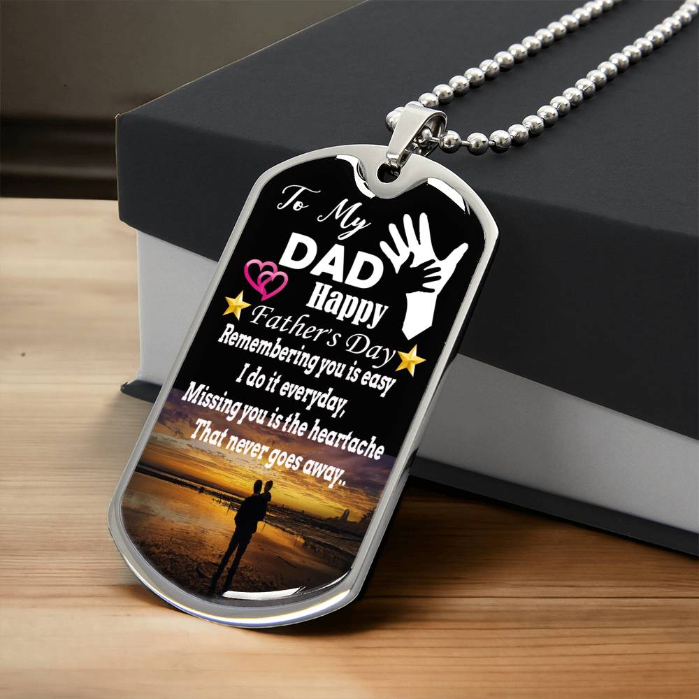 Happy Fathers Day - Army Tag Necklace, Dog Tag