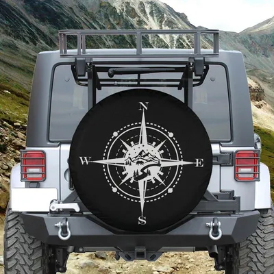 Mountain Compass Spare Tire Cover, Explore The Outdoors Design, Adventure Travel Camper And Nature Lover Gift Spare Tire Cover