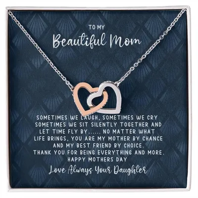 Mothers Day Best Friend - Interlocking Hearts Blue - Love Daughter Interlocking Hearts Necklace