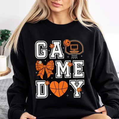 Basketball Game Day Coquette Bow Sweatshirt ,Basketball Mama,Basketball Mom Sweatshirt