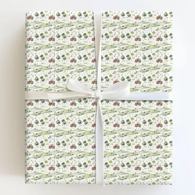 Farm Fun on Wheels - Gift Wrap for Christmas, Holidays Wrapping Paper, Christmas Wrapping Paper