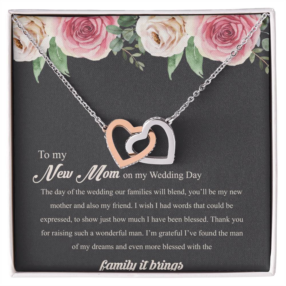 To My New Mom On My Wedding Day Interlocking Hearts Necklace