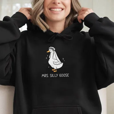 Mr And Mrs Silly Goose Colors Hoodie, Wedding Gift, Bride To Be Funny Goose Lover Hoodie, Newlywed Gift For Couple, Meaningful Anniversary Gifts