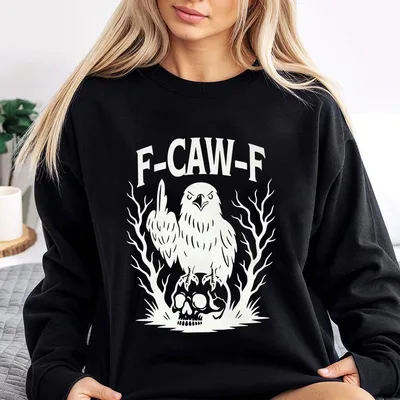 F Caw F Crow Sweatshirt Angry Rooster With Pumpkin Graphic Sweatshirt Funny Farm Animal Sweatshirt Casual Autumn Unisex Outfit For Men