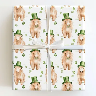 Leprechaun Shetland Pony - Gift Wrap for Christmas, Holidays Wrapping Paper, Christmas Wrapping Paper