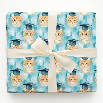 Tabby Graduate - Gift Wrap for Christmas, Holidays Wrapping Paper, Christmas Wrapping Paper