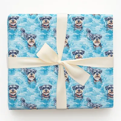 Pool Day with the Schnauzers - Gift Wrap for Christmas, Holidays Wrapping Paper, Christmas Wrapping Paper