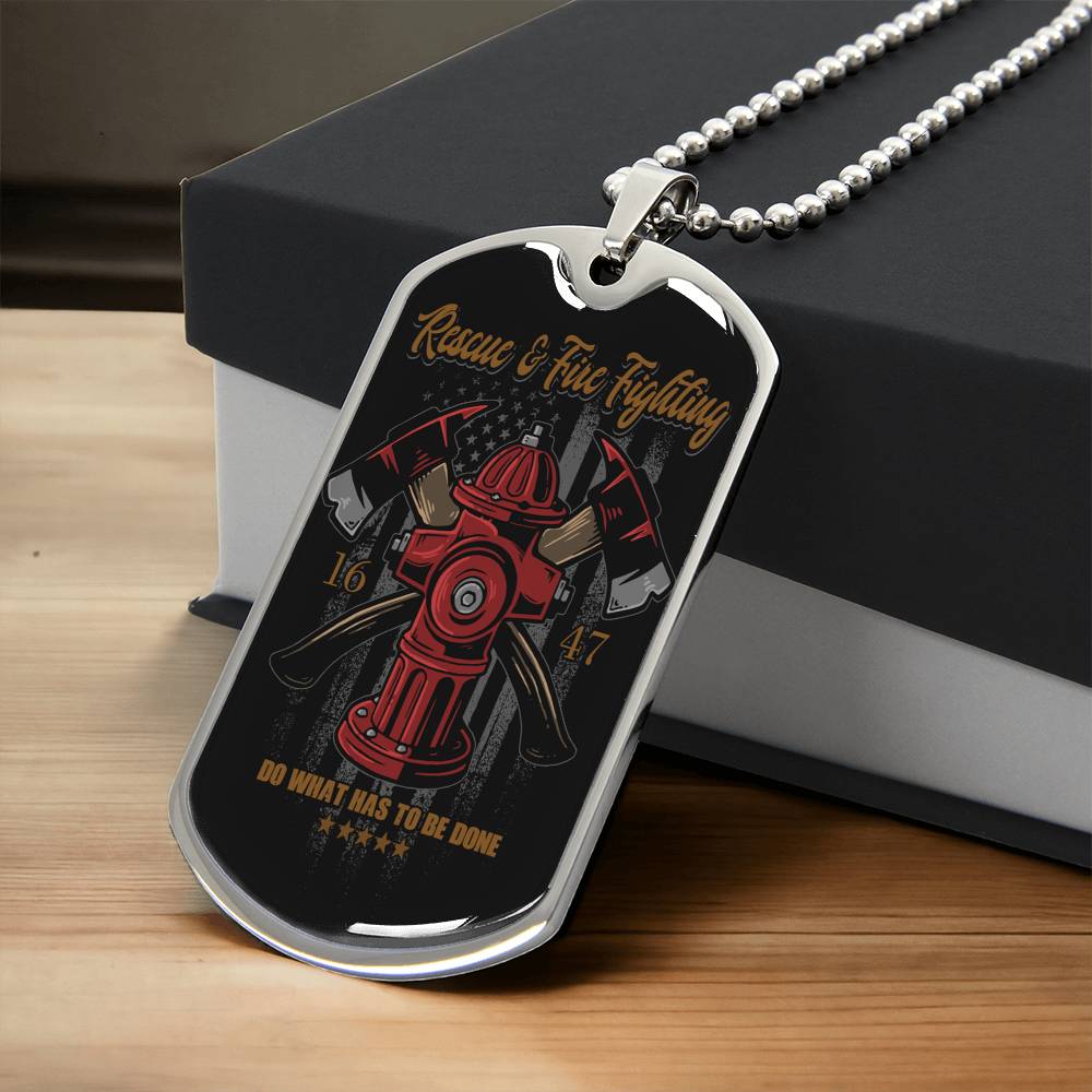 American Firefighter - Dogtag Pendent - Army Tag Necklace, Dog Tag