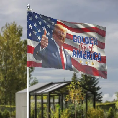 Donald Trump Golden Age Of America Garden Flag, Maga Patriotic Thumbs Up Campaign Yard Decor, Pro-Trump Republican Statement Outdoor Banner Horizontal Garden Flag