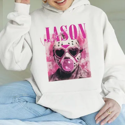 Vintage The Undead Jason V Pink Bubble Black Hoodie  Halloween Fashion Apparel For Men Women Horror Movie Fan Gift