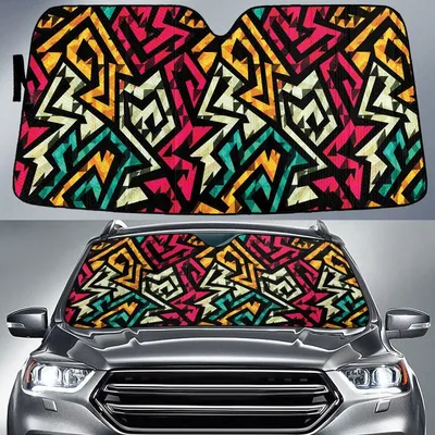 Chromatic Hot Blocks Geometric Pattern All Over Print Car Sun Shades Cover Auto Windshield PrintSyde