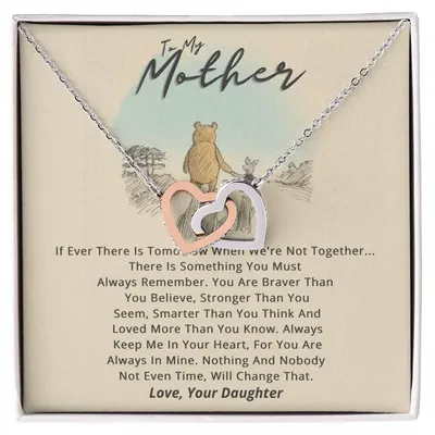 To My Mother Necklace If Ever There Is Tomorrow Pooh Bear Piglet Interlocking Hearts Necklace