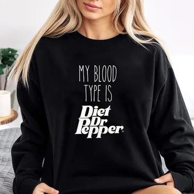 My Blood Type Is Diet Dr. Pepper Graphic Sweatshirt, Trendy Unisex Cotton Sweatshirt, Funny Gift For Diet Dr Pepper Lovers, Minimalistic Design