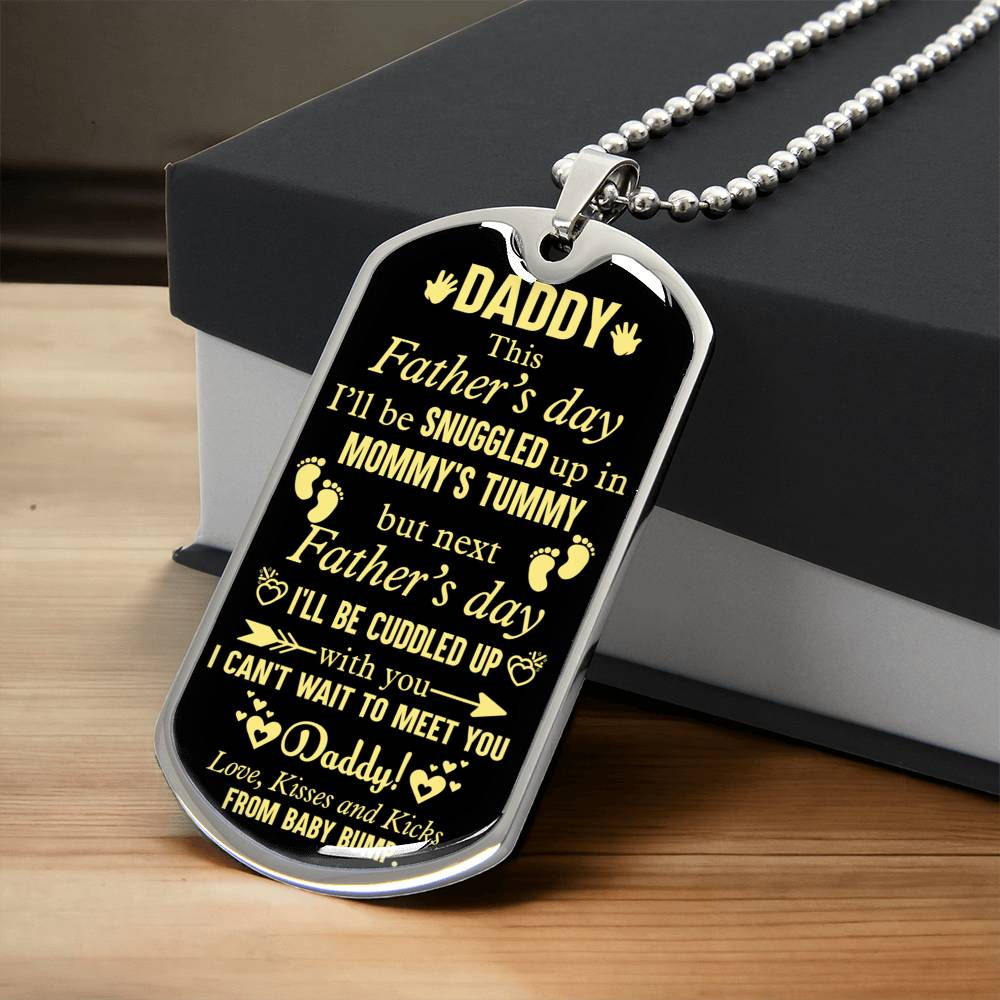 For Daddy - Happy Father's Day - Army Tag Necklace, Dog Tag